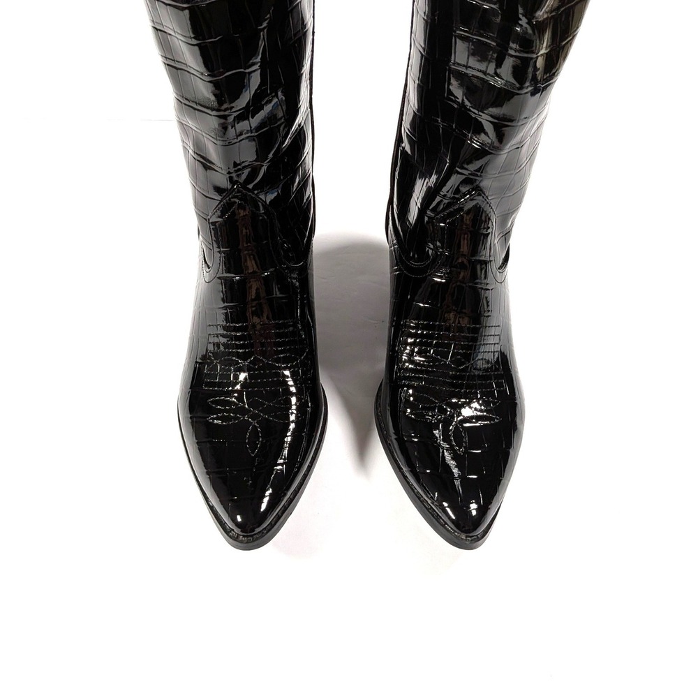 Coconuts by Matisse Jax Black Croc Embossed Western Cowboy Boots Size 7.5M - Picture 9 of 12